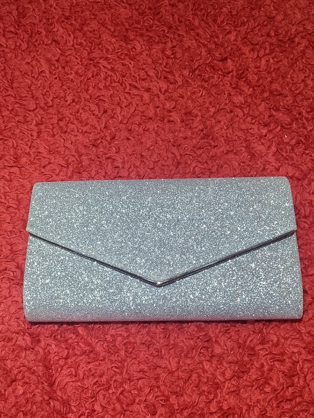 Silver Glitter Envelope Clutch - Women Bags